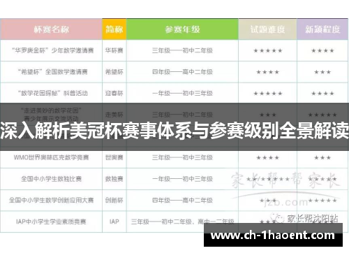 深入解析美冠杯赛事体系与参赛级别全景解读